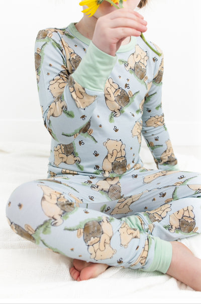 Teddy two pieces pajamas sets long sleeves bamboo viscose