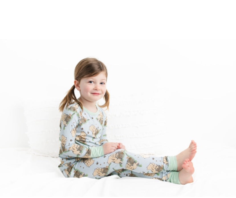 Teddy two pieces pajamas sets long sleeves bamboo viscose