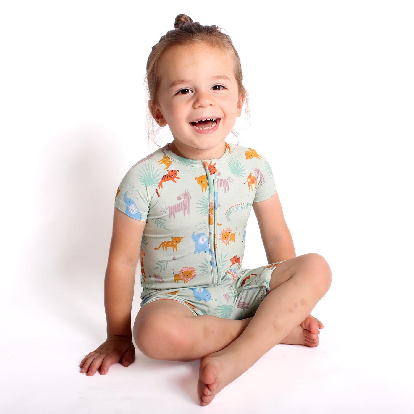 Jungle buddies  shorties rompers bamboo viscose