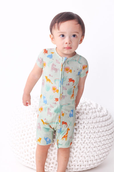 Jungle buddies  shorties rompers bamboo viscose