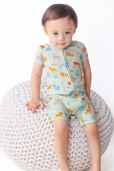 Jungle buddies  shorties rompers bamboo viscose