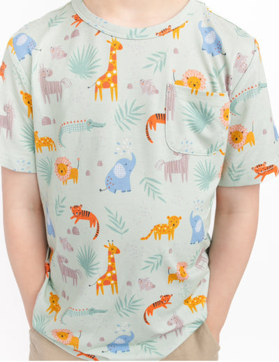 Jungle buddies pocket tee bamboo viscose