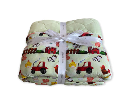 Farm Friends Bamboo Quilted Blanket Double sided